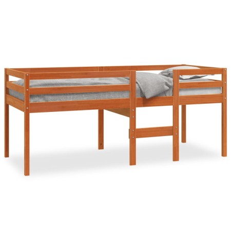 Hochbett aus massivem, wachsbraunem Kiefernholz, 90 x 190 cm von , Betten und Lattenroste - Ref: Foro24-844483, Preis: 153,34...