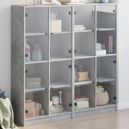 Regal mit grauen Holzwerkstofftüren, 136 x 37 x 142 cm von , Bücherregale und Regale - Ref: Foro24-3206520, Preis: 276,80 €, ...