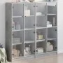 Estantería con puertas madera de ingeniería gris 136x37x142 cm de , Librerías y estanterías - Ref: Foro24-3206520, Precio: 27...