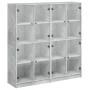 Estantería con puertas madera de ingeniería gris 136x37x142 cm de , Librerías y estanterías - Ref: Foro24-3206520, Precio: 27...