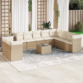 Set de sofás de jardín 11pzas con cojines ratán sintético beige de , Conjuntos de jardín - Ref: Foro24-3217868, Precio: 726,1...