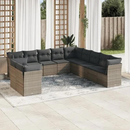 11-piece garden sofa set and gray synthetic rattan cushions by , Garden sets - Ref: Foro24-3217880, Price: 651,83 €, Discount: %