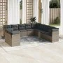 11-piece garden sofa set and gray synthetic rattan cushions by , Garden sets - Ref: Foro24-3217880, Price: 651,83 €, Discount: %