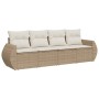 Gartensofa-Set mit Kissen, 4-teilig, beiges synthetisches Rattan von , Gartensets - Ref: Foro24-3221077, Preis: 301,37 €, Rab...