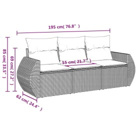 Gartensofa-Set mit Kissen, 3-teilig, schwarzes synthetisches Rattan von , Gartensets - Ref: Foro24-3221054, Preis: 215,50 €, ...