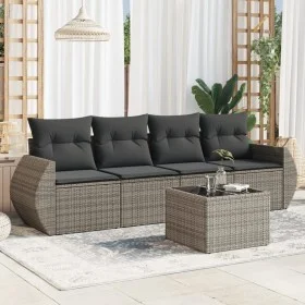 Garden sofa set with cushions 5 pieces gray synthetic rattan by , Garden sets - Ref: Foro24-3221089, Price: 322,24 €, Discoun...