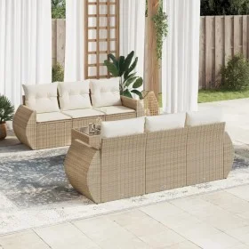 7-piece garden sofa set and beige synthetic rattan cushions by , Garden sets - Ref: Foro24-3221107, Price: 604,38 €, Discount: %
