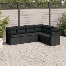 6-teiliges Gartensofa-Set und schwarze synthetische Rattankissen von , Gartensets - Ref: Foro24-3249514, Preis: 399,49 €, Rab...