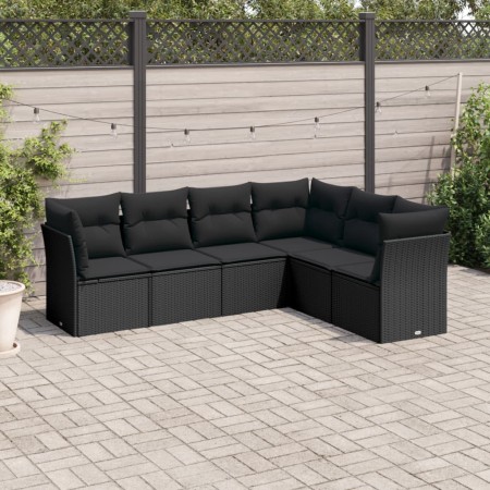 6-teiliges Gartensofa-Set und schwarze synthetische Rattankissen von , Gartensets - Ref: Foro24-3249514, Preis: 397,18 €, Rab...
