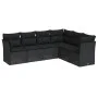 6-teiliges Gartensofa-Set und schwarze synthetische Rattankissen von , Gartensets - Ref: Foro24-3249514, Preis: 387,14 €, Rab...