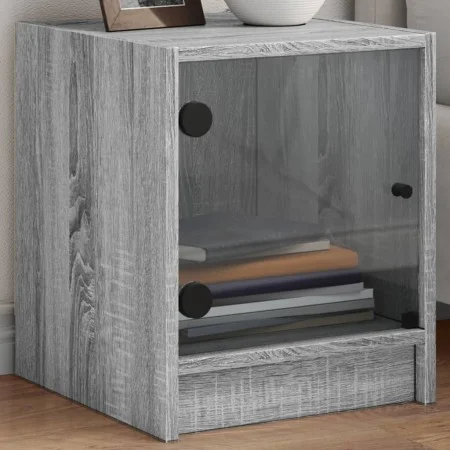 Nachttische mit Glastüren 2 Einheiten grau Sonoma 35x37x42 cm von , Nachttische - Ref: Foro24-836354, Preis: 40,78 €, Rabatt: %