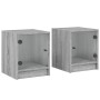 Nachttische mit Glastüren 2 Einheiten grau Sonoma 35x37x42 cm von , Nachttische - Ref: Foro24-836354, Preis: 41,13 €, Rabatt: %