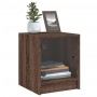 Mesitas noche con puertas vidrio 2 uds roble marrón 35x37x42 cm de , Mesitas de noche - Ref: Foro24-836356, Precio: 41,35 €