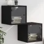 Bedside tables with glass doors 2 pcs black 35x37x35 cm by , Nightstands - Ref: Foro24-836465, Price: 54,21 €, Discount: %