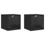 Bedside tables with glass doors 2 pcs black 35x37x35 cm by , Nightstands - Ref: Foro24-836465, Price: 54,21 €, Discount: %