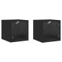 Nachttische mit Glastüren 2 Stück schwarz 35x37x35 cm von , Nachttische - Ref: Foro24-836465, Preis: 54,91 €, Rabatt: %