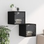 Nachttische mit Glastüren 2 Stück schwarz 35x37x35 cm von , Nachttische - Ref: Foro24-836465, Preis: 54,91 €, Rabatt: %