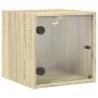 Nachttische mit Glastüren 2 Einheiten Sonoma-Eiche 35x37x35 cm von , Nachttische - Ref: Foro24-836467, Preis: 59,44 €, Rabatt: %