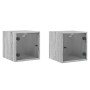 Nachttische mit Glastüren 2 Einheiten grau Sonoma 35x37x35 cm von , Nachttische - Ref: Foro24-836473, Preis: 54,75 €, Rabatt: %