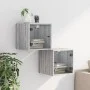 Mesitas noche con puertas vidrio 2 uds gris Sonoma 35x37x35 cm de , Mesitas de noche - Ref: Foro24-836473, Precio: 54,01 €, D...