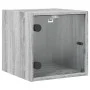 Mesitas noche con puertas vidrio 2 uds gris Sonoma 35x37x35 cm de , Mesitas de noche - Ref: Foro24-836473, Precio: 54,01 €, D...