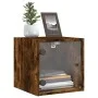 Nachttische mit Glastür, 2 Stück, geräucherte Eiche, 35 x 37 x 35 cm von , Nachttische - Ref: Foro24-836471, Preis: 50,59 €, ...