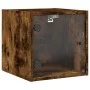 Nachttische mit Glastür, 2 Stück, geräucherte Eiche, 35 x 37 x 35 cm von , Nachttische - Ref: Foro24-836471, Preis: 50,59 €, ...