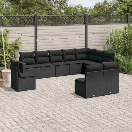 Garden sofa set 10 pieces with black synthetic rattan cushions by , Modular outdoor sofas - Ref: Foro24-3251442, Price: 626,8...