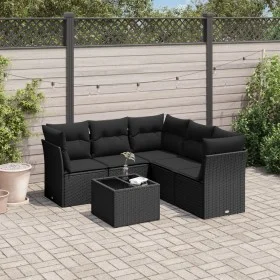 6-teiliges Gartensofa-Set und schwarze synthetische Rattankissen von , Gartensets - Ref: Foro24-3249464, Preis: 392,81 €, Rab...