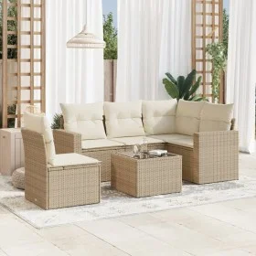 Gartensofa-Set mit Kissen, 6-teilig, beiges synthetisches Rattan von , Gartensets - Ref: Foro24-3218968, Preis: 426,91 €, Rab...