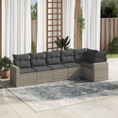 6-teiliges Gartenmöbel-Set und graue synthetische Rattankissen von , Gartensets - Ref: Foro24-3218980, Preis: 369,95 €, Rabat...