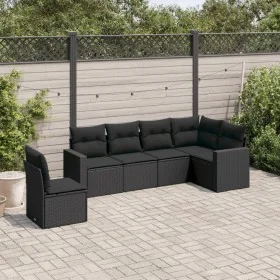 6-teiliges Gartensofa-Set und schwarze synthetische Rattankissen von , Gartensets - Ref: Foro24-3219015, Preis: 411,52 €, Rab...