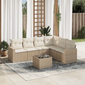 7-piece garden sofa set and beige synthetic rattan cushions by , Garden sets - Ref: Foro24-3219008, Price: 452,93 €, Discount: %