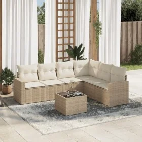 7-teiliges Gartensofa-Set und beige synthetische Rattankissen von , Gartensets - Ref: Foro24-3219008, Preis: 471,83 €, Rabatt: %