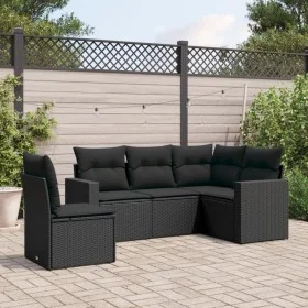 5-piece garden furniture set and black synthetic rattan cushions by , Modular outdoor sofas - Ref: Foro24-3251302, Price: 366...