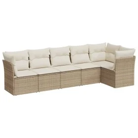 Gartensofa-Set mit Kissen, 6-teilig, beiges synthetisches Rattan von , Gartensets - Ref: Foro24-3217658, Preis: 409,56 €, Rab...