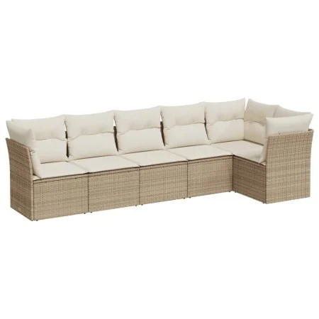 Gartensofa-Set mit Kissen, 6-teilig, beiges synthetisches Rattan von , Gartensets - Ref: Foro24-3217658, Preis: 409,56 €, Rab...