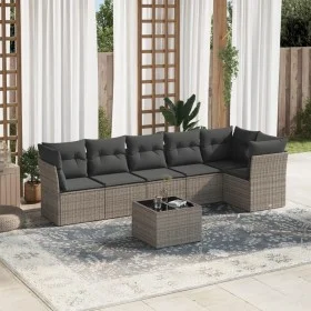 Set de sofás de jardín 7 piezas con cojines ratán PE gris de , Conjuntos de jardín - Ref: Foro24-3217670, Precio: 410,88 €, D...