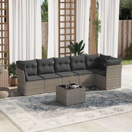 Set de sofás de jardín 7 piezas con cojines ratán PE gris de , Conjuntos de jardín - Ref: Foro24-3217670, Precio: 404,64 €, D...