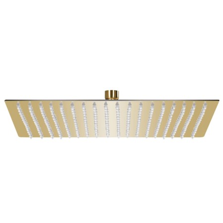 Cabezal ducha efecto lluvia acero inox cuadrado dorado 50x50 cm