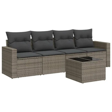Garden sofa set with cushions 5 pieces gray synthetic rattan by , Modular outdoor sofas - Ref: Foro24-3251027, Price: 310,89 ...