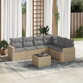7-piece garden sofa set and beige synthetic rattan cushions by , Modular outdoor sofas - Ref: Foro24-3251356, Price: 492,05 €...