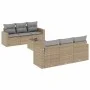 7-teiliges Gartensofa-Set und beige synthetische Rattankissen von , Modulare Sofas für den Außenbereich - Ref: Foro24-3251046...