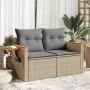 2-Sitzer-Gartensofa mit Kissen, beiges synthetisches Rattan von , Outdoor-Sofas - Ref: Foro24-366098, Preis: 166,08 €, Rabatt: %