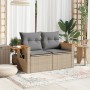 Sofá de jardín con cojines de 2 plazas ratán sintético beige de , Sofás de exterior - Ref: Foro24-366098, Precio: 159,67 €, D...