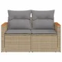 2-seater garden sofa with cushions, beige synthetic rattan by , Outdoor sofas - Ref: Foro24-366098, Price: 166,83 €, Discount: %