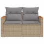 Sofá de jardín con cojines de 2 plazas ratán sintético beige de , Sofás de exterior - Ref: Foro24-366098, Precio: 159,67 €, D...
