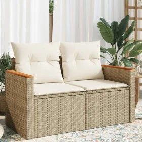 2-seater garden sofa with cushions, beige synthetic rattan by , Outdoor sofas - Ref: Foro24-366066, Price: 163,86 €, Discount: %