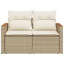 2-Sitzer-Gartensofa mit Kissen, beiges synthetisches Rattan von , Outdoor-Sofas - Ref: Foro24-366066, Preis: 143,78 €, Rabatt: %