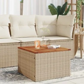 Garden table synthetic rattan beige acacia wood 55x55x37 cm by , Garden tables - Ref: Foro24-366064, Price: 54,07 €, Discount: %